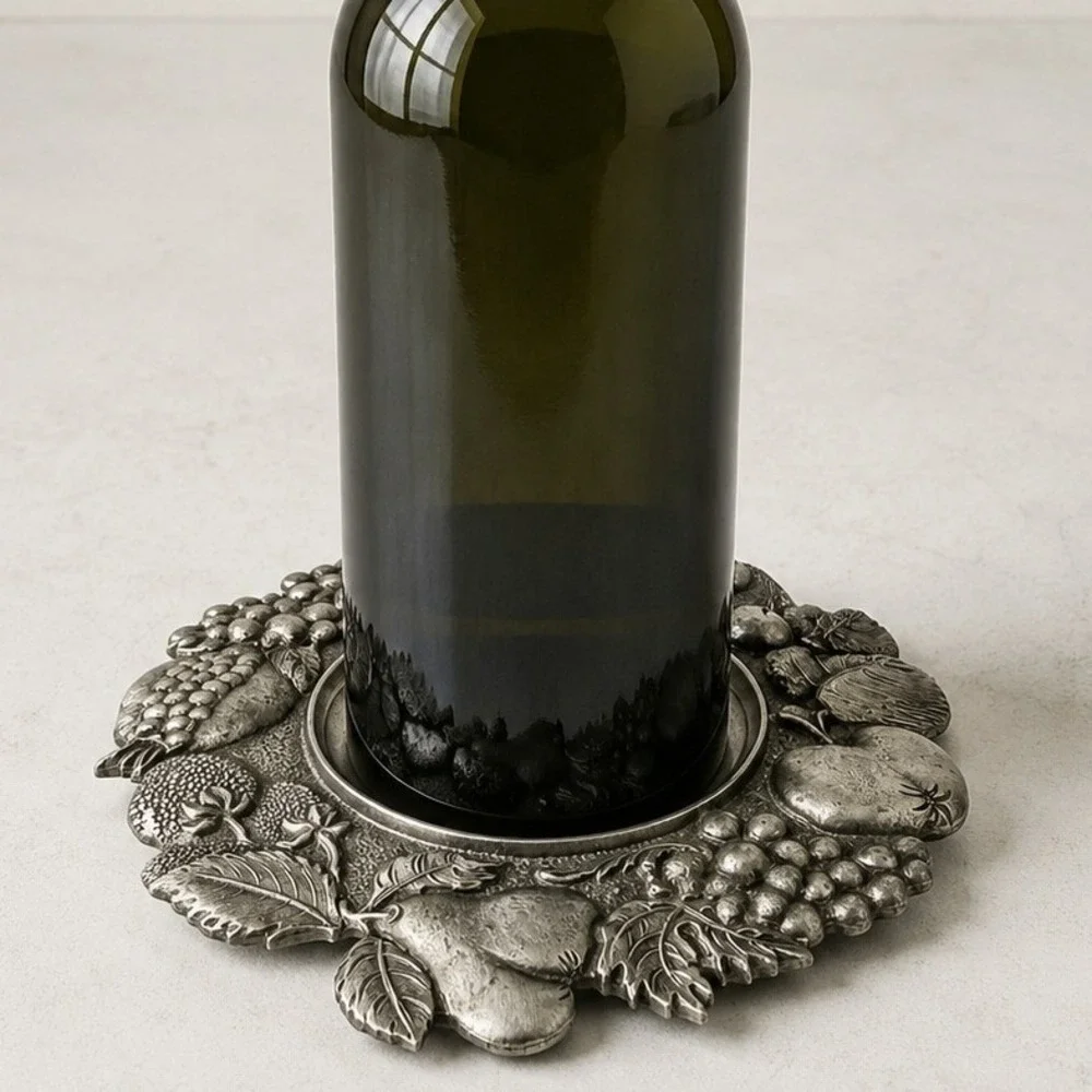 Vintage‎ Italian Pewter Williams Sonoma Fruit Wine Bottle Coaster Grande Cuisine